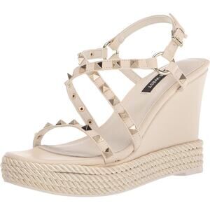 Nine West Women Platform Sandals Harte Wedge US 8M Ivory White